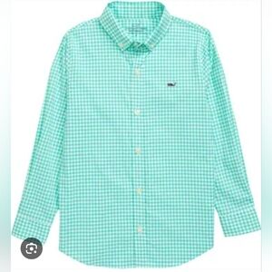 VINEYARD VINES BOY'S "WHALE SHIRT" BUTTON DOWN LONG SLEEVE GINGHAM  SIZE SMALL..